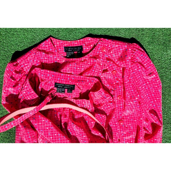 1980s Graphic Charles Bianco Italian Collection 2pc Sz6 Petite L/S Dress Set EUC - Picture 8 of 8